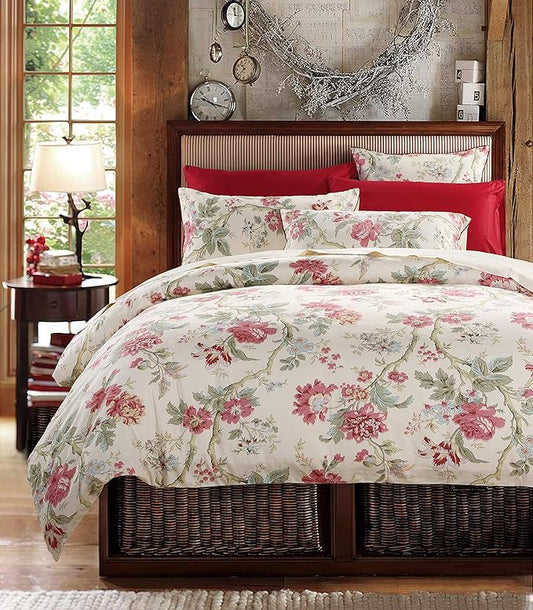 Brandream Eastern Floral Chinoiserie Blossom Print Duvet Quilt Cover King Size Asian Style Botanical Tree Branches Ornamental Drawing 800TC Egyptian Cotton 3pc Bedding Set Peony (King)