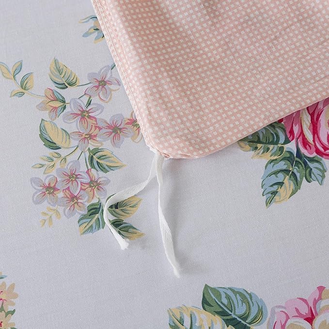 FADFAY Duvet Cover Set Twin Pink Rose Floral Bedding Shabby Peony Flower Quilt Cover Set Vintage Farmhouse Bedding 100% Cotton Soft Comforter Cover Set with Hidden Zipper Closure 3Pcs, Twin Size