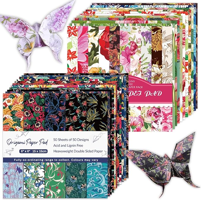 Origami Paper Kit 100 Sheets 70GSM 6 Inch Square Double Sided Color 100 Vivid Solid Colors for Hand Crafts Origami Paper Arts Creativity.Rose Flower
