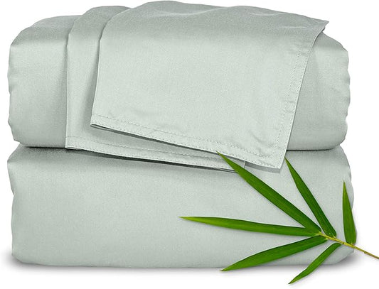 Pure Bamboo Twin XL Sheets, Genuine 100% Organic Viscose Derived from Bamboo Bed Sheet Set, Luxuriously Soft & Cooling, Double Stitching, 2 Year Quality Promise (Twin XL, Sea Glass)
