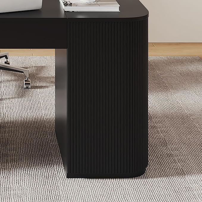 homary 59.8" Modern Standing Desk, Home Office Desk Engineered Wood Office Desk with Lift-Top & Ample Storage for Office, Study, Black