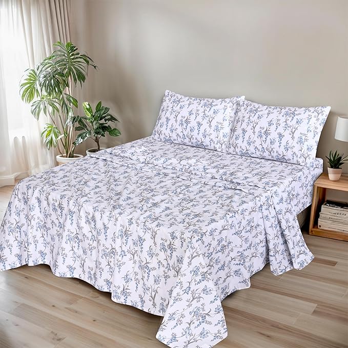 RUVANTI 100% Organic Cotton Sheets Full Size, Percale Weave, GOTS Certified, 4-Piece Set, Deep Pocket 15", Crisp & Breathable, Soft Durable Bedding, Sábanas Algodón Orgánico – Deluxe