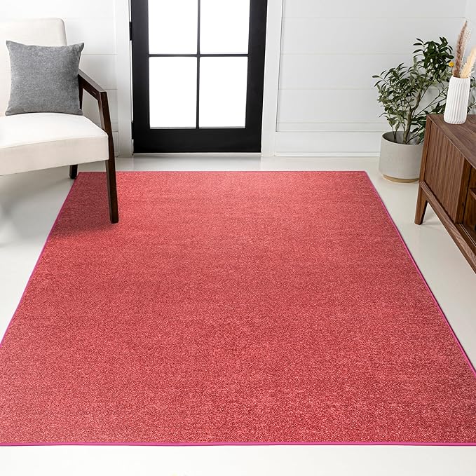 JONATHAN Y Haze Solid Low-Pile Red Indoor Area Rug 5x8, Coastal,Bohemian,Minimalist,Classic, Easy-Cleaning for Living Room,Bedroom,Kitchen,Pet Friendly,Non-Shedding (SEU100E-5)