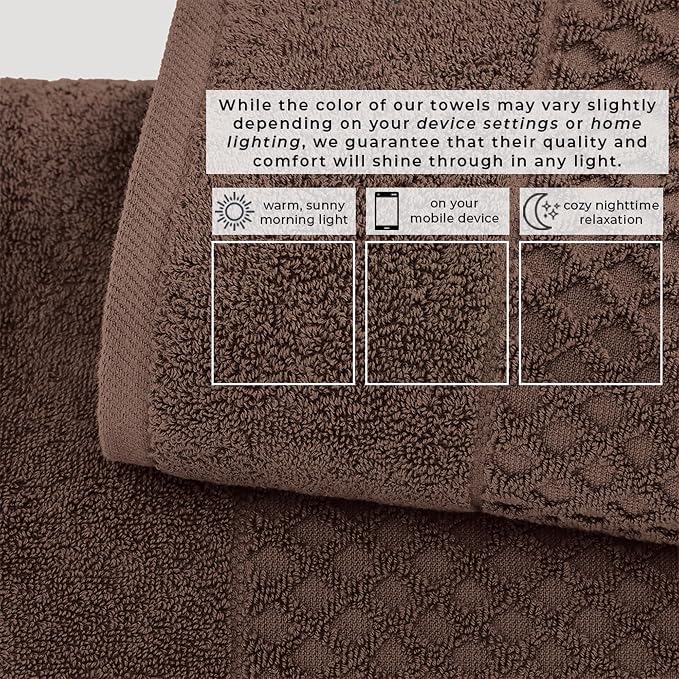 Great Bay Home Bath Towels - 100% Cotton 6 Piece Towel Set - Diamond Waffle Weave - Absorbent, Durable, Quick-Dry Towels for Bathroom (Chocolate)