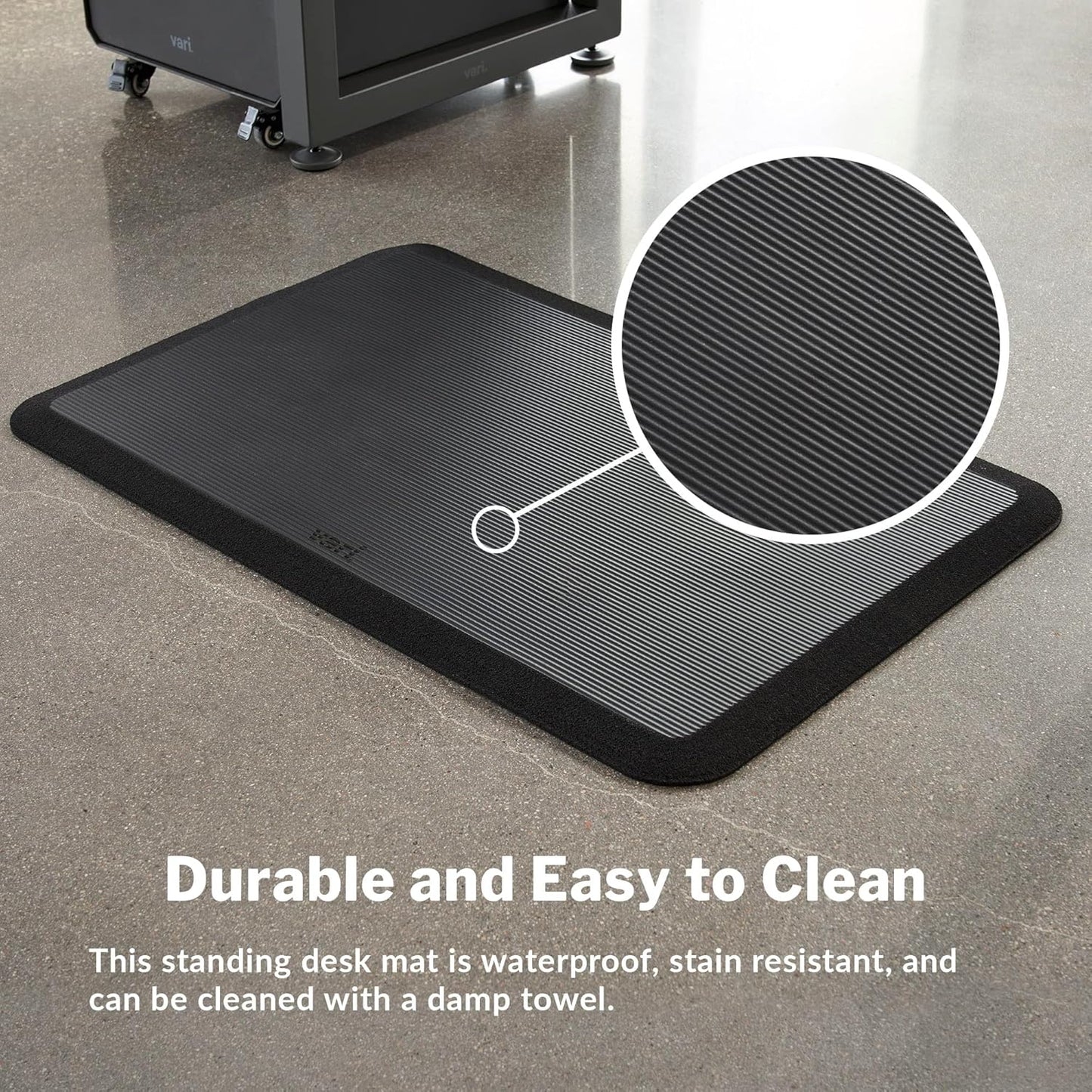 Vari Standing Mat - Anti-Fatigue Non-Slip Cushioned Mat for Standing Desks | 34x22 Inches - Black