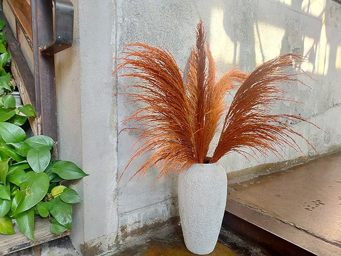 Pampas Grass Decor Tall,Long Pampas, Large Pompas Floral, Elegant Feather Flowers for Wedding Decorations, Living Room Decor (Natural Orange, 8pcs 31.5"(80cm))