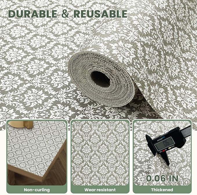 Drawer Liner and Shelf Liner for Kitchen Cabinet Liner Non-Adhesive Non-Slip Shelf Paper, Thick Strong Grip Waterproof Easy to Clean for Shelves, Cupboard, Desks, Baroque Pattern, 12 in x 10 FT