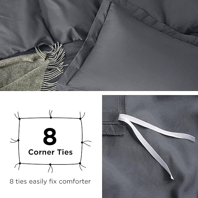Bedsure Duvet Cover California King Size - Soft Double Brushed Bedding Set for Kids & Adults, Zipper Closure, 3 Pieces, Includes 1 Duvet Cover (104"x98") & 2 Pillow Shams, NO Comforter, Dark Grey