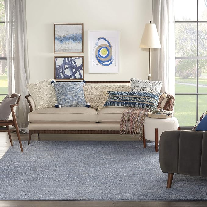 Nourison Home Nourison Essentials Blue Grey 8' x 10' Area Rug - Easy Clean, Non Shedding, Bed Room, Living Room, Dining Room, Kitchen (8' x 10')