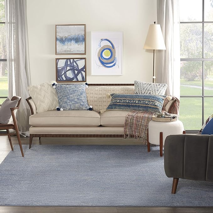 Nourison Home Nourison Essentials Blue Grey 7' x 10' Area Rug - Easy Clean, Non Shedding, Bed Room, Living Room, Dining Room, Kitchen (7' x 10')