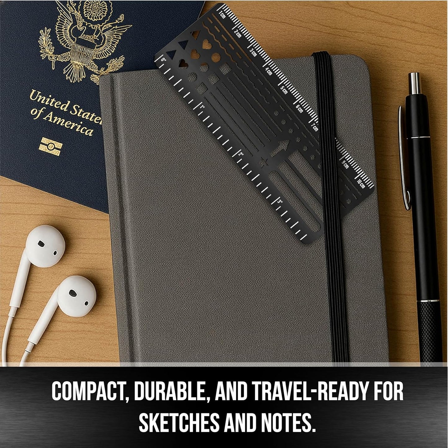 Skiennix Stainless Steel Pocket Journaling Card - Bullet Point & Planner Stencils for A5 Journals