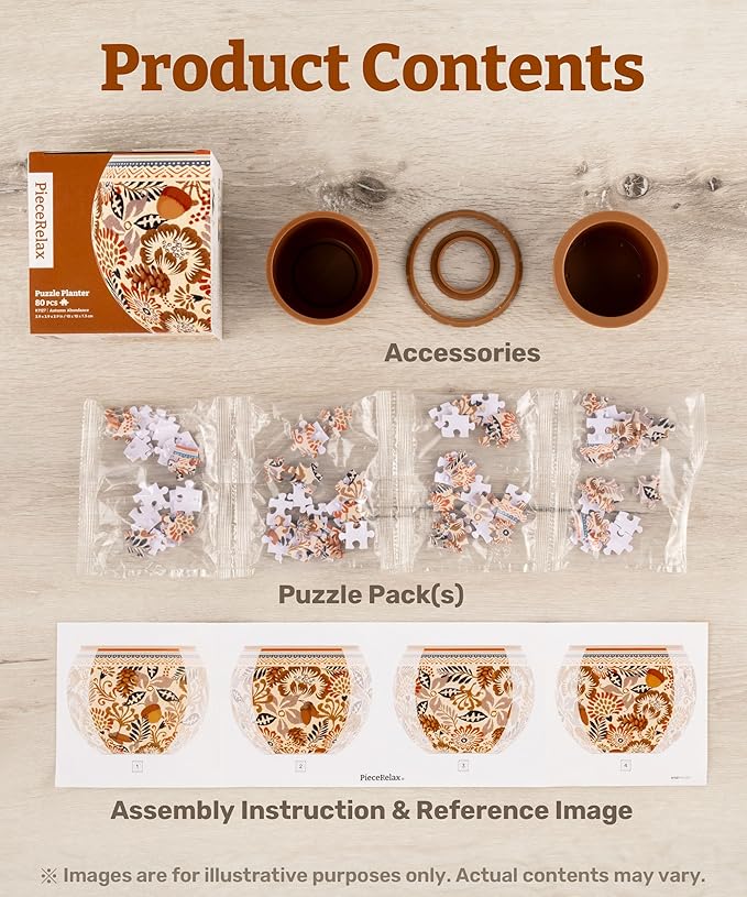PieceRelax 3D Puzzle Planter 80 Pieces - Flower Pot - Colorful Poppies, Home Decor Flower Pots for Indoor Cactus, Succulents Pots [K1118]
