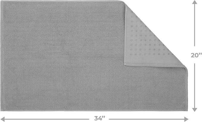Cotton Paradise 100% Cotton Turkish Bathmat Rug, Soft Absorbent Quick Dry Non Slip, 20x34 Bathmat Rug, Light Grey