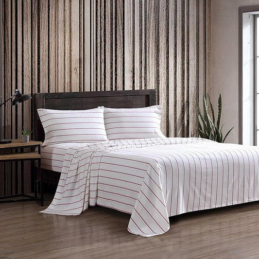 Eddie Bauer - King Bed Sheets, Cotton Flannel Bedding Set with Matching Pillowcases, Brushed for Extra Softness, Deep Pocket, Oeko-Tex Certified (Cooper Falls Red)