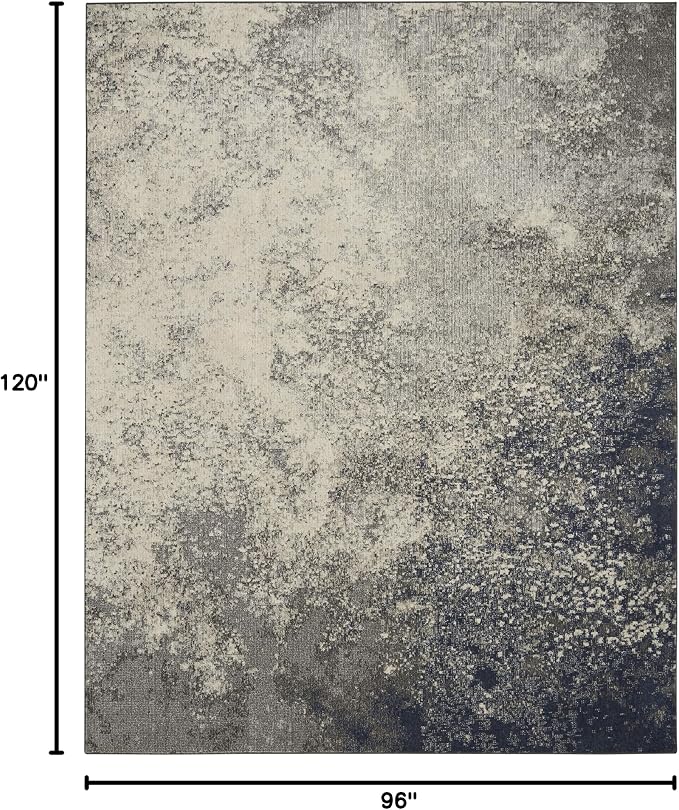 Nourison Home Passion Charcoal/Ivory 8' x 10' Area-Rug, Modern, Abstract, Easy-Cleaning, Non Shedding, Bed Room, Living Room, Dining Room, Kitchen (8x10)