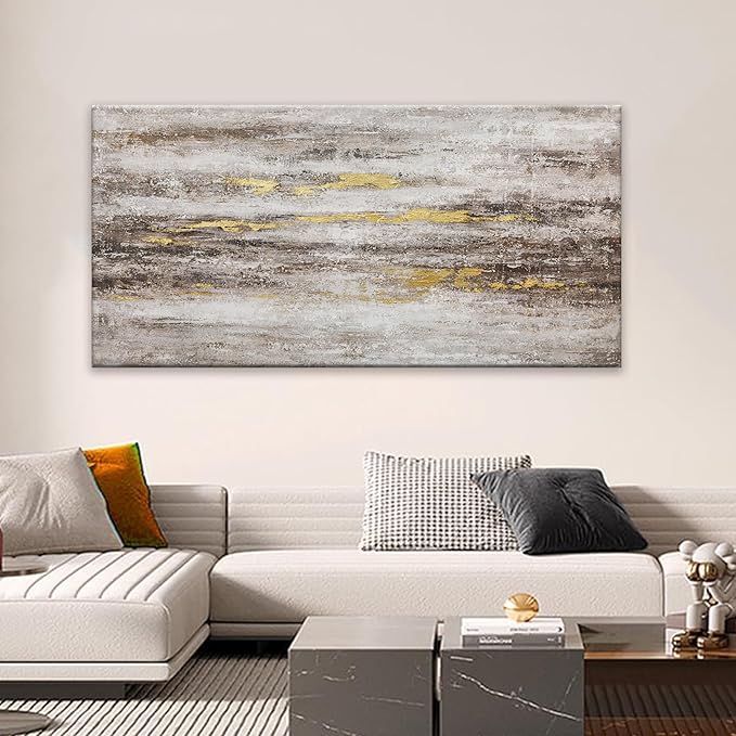 YISXINOAG Abstract Canvas Art Wall Decor Modern Artwork Maximalist Decor Picture Contemporary Brown And Gray Abstract Art Decor Artwork Bedroom Living Room Office Decoration 24x48 Inch