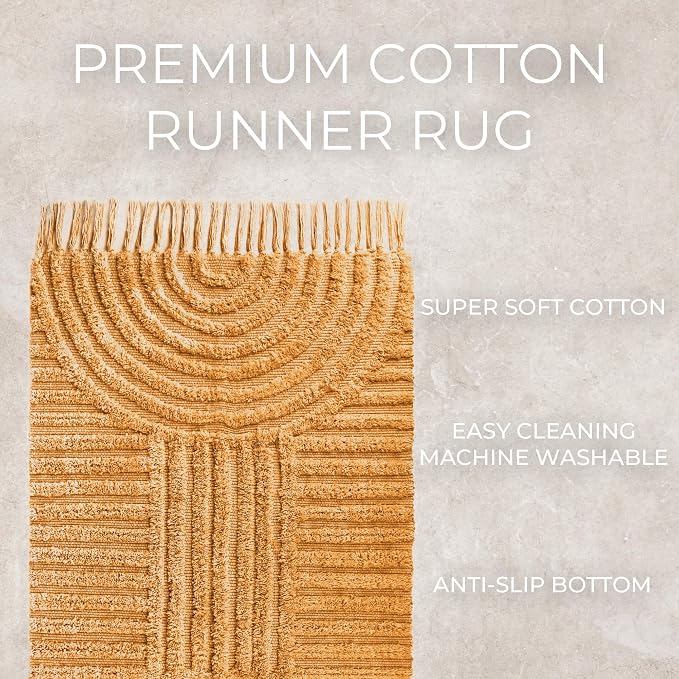 KIBAGA Beautiful Boho Rug with Tassels for Your Bathroom - Soft 2 x 3 ft. Cotton Rug Fits Perfectly Into Your Bath - Washable, Non-Slip Mat Ideal to Enhance Any Modern Home Decor, 24 x 36 inch