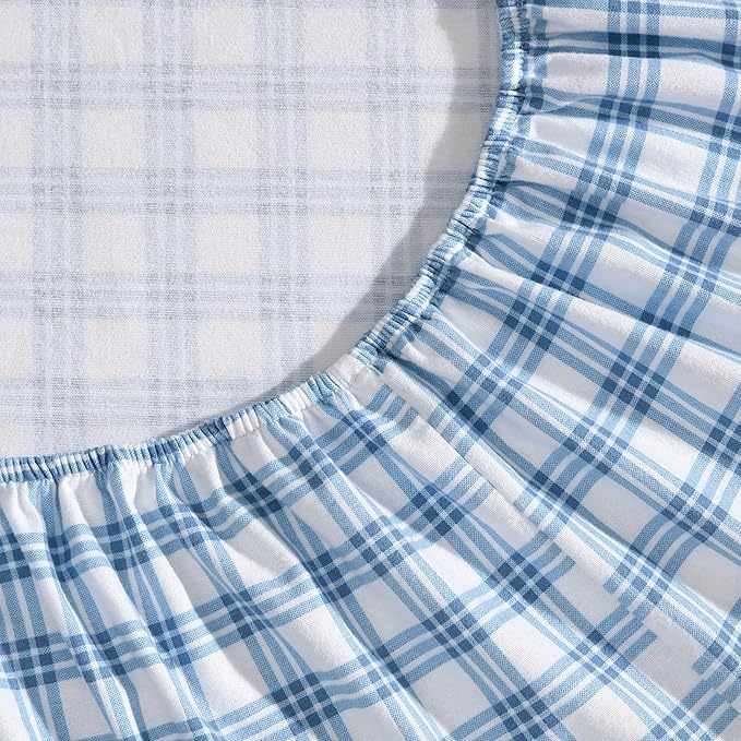 Eddie Bauer - Full Bed Sheets, Cotton Flannel Bedding Set with Matching Pillowcases, Brushed for Extra Softness, Deep Pocket, Oeko-Tex Certified (Arrowhead Tartan Blue)