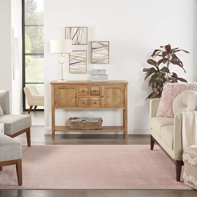 Nourison Home Nourison Essentials Pink 5' x Square Area Rug - Easy Clean, Non Shedding, Bed Room, Living Room, Dining Room, Kitchen (5' x Square)