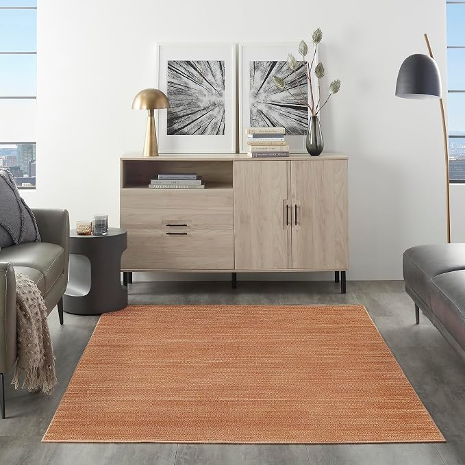 Nourison Home Nourison Essentials Rust 4' x 6' Area Rug - Easy Clean, Non Shedding, Bed Room, Living Room, Dining Room, Kitchen (4' x 6')