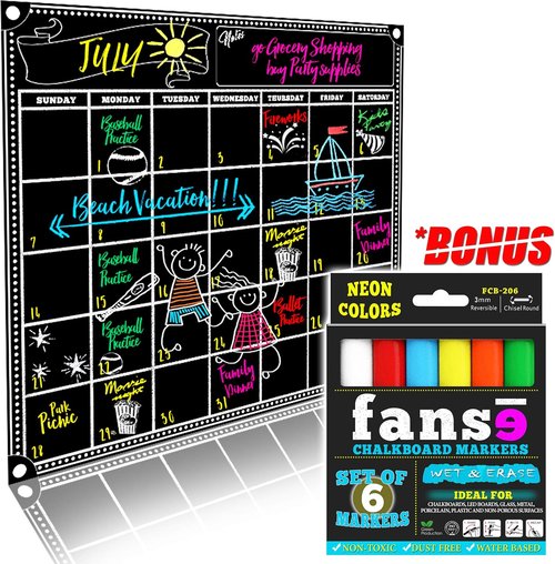 Skiennix 18" x 14" Magnetic Calendar - Monthly Organizer with Marker Set for Home & Classroom