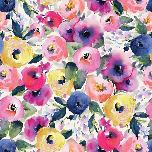 Jillson Roberts Gift Wrap, Watercolor Flowers (8 Rolls 5 feet x 30 inches)