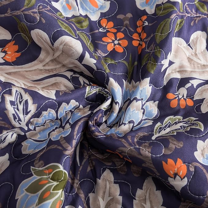HoneiLife Quilt Set King Size - Microfiber Bedspread 3-Piece,Reversible Coverlet Lightweight Bedcover King Quilt Bedding Sets-Navy