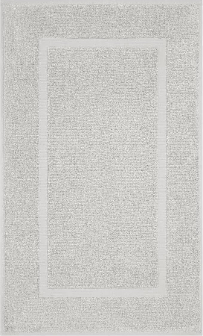Cotton Paradise 100% Cotton Turkish Bathmat Set, Soft Absorbent Quick Dry, 2 Piece 20x34 Bathmat Floor Set, Silver Grey