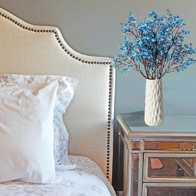 Mandy's Royal Blue Artificial Baby’s Breath European Flowers 6 Bundles Silk Gypsophila with Bendable Stems for Fall Thanksgiving & Christmas Centerpiece Wedding Decor and Table Arrangements