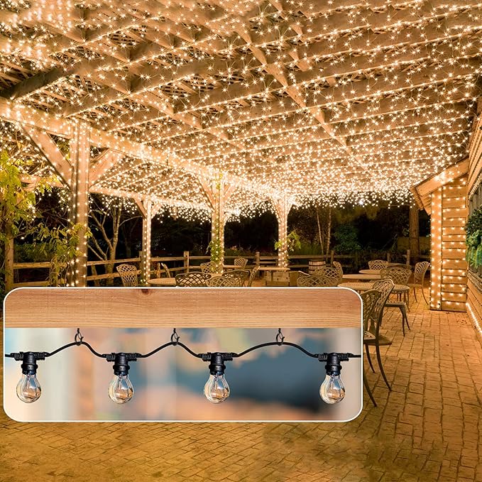 FSAH 36 PCS Q-Hanger Hooks with Safety Buckle, Windproof Screw Hooks for Outdoor String Lights Hanging Christmas Lights, Plants, with 1 Wing Nut Driver