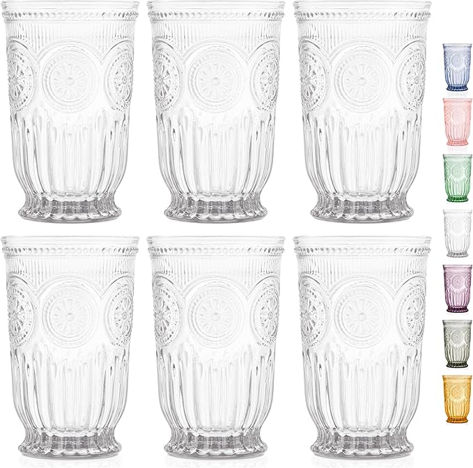 Clear Highball Glasses Set of 6 Tall Drinking Glasses 10 oz