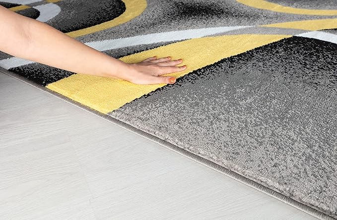 GLORY RUGS Area Rug Modern 8x10 Yellow Soft Contemporary Floor Carpet for Indoor Living Dining Room and Bedroom Area