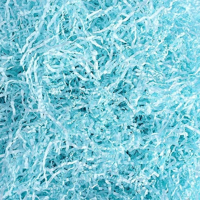 Uptotop 4 oz Blue Crinkle Cut Paper Shred Filler for Gift Basket Filling Birthday Wedding Christmas Thanksgiving Mother's Day