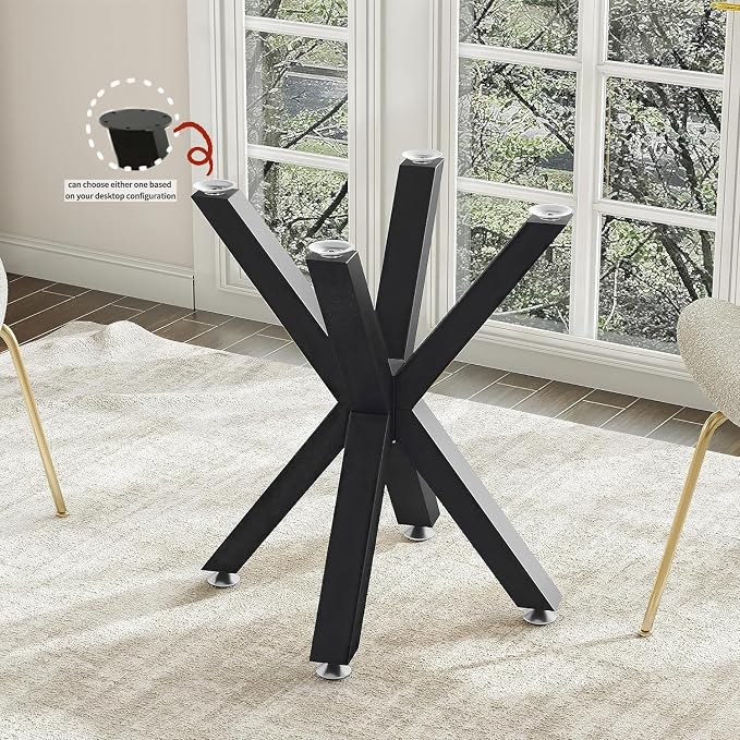 FUSHIAIPTC Metal Table Legs 28 Inch, Artistic Heavy Duty Dining Table Base with Suction Cups & Pre-Drilled Holes, Fits Glass Marble Wood Tops, DIY Desk Coffee Table Legs, 1000LBS Capacity, Black