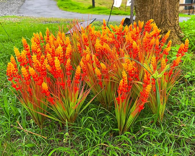 Artificial Plants Outdoor, 20 Pcs Fake Mums Flowers UV Resistant Outdoor Plants, Artificial Fall Flowers Plastic Faux Plants Shrubs for Home Porch Garden Yard Window Box