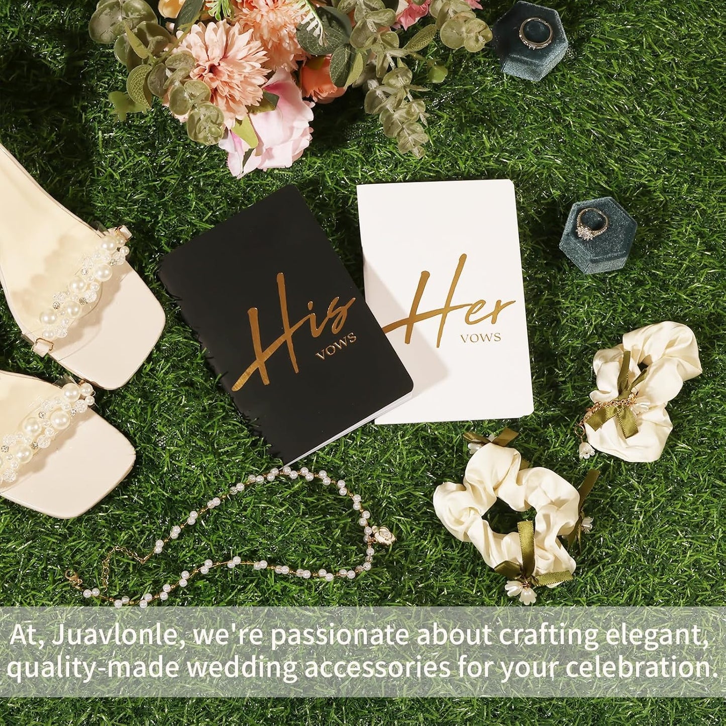 Skiennix Wedding Vow Books - Soft Touch with Gold Foil | 28 Lined Pages in Ivory & Black