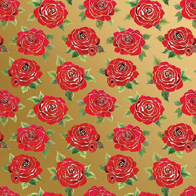 Jillson Roberts Gift Wrap, Red Roses (8 Rolls 5 feet x 30 inches)