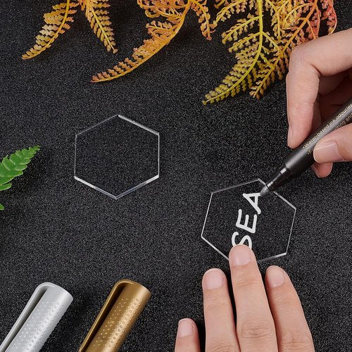 BENECREAT Clear Acrylic Sheets - 24PCS Hexagon 1.9x1.7" for Picture Frame Replacement & DIY Projects, 3mm Thick