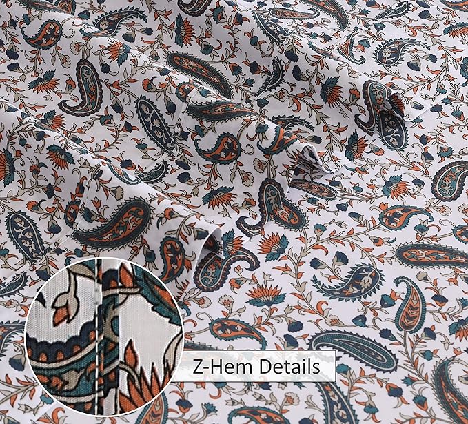 RUVANTI 100% Cotton Full Size Bed Sheets, 4 Pieces, Soft & Breathable Percale Weave Bedding, Deep Pocket 16", Hotel Standard, Crisp Cool Feel, Durable, Perfect Sheet Set Floral, Teal Paisley