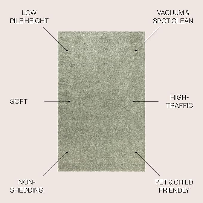 JONATHAN Y Haze Solid Low-Pile Green Indoor Area Rug 10x14, Coastal,Bohemian,Minimalist,Classic, Easy-Cleaning for Living Room,Bedroom,Kitchen,Pet Friendly,Non-Shedding (SEU100O-14)
