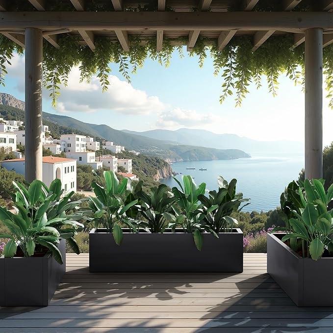 Casaphoriar Metal Planter Box 36"x9"x9", Rectangular Planter and Drainage Holes, Perfect for Outdoor Patio and Balcony Decor, Black