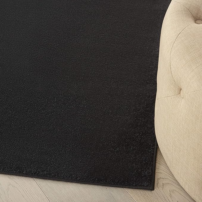 Nourison Home Nourison Essentials Black 5' x Square Area Rug - Easy Clean, Non Shedding, Bed Room, Living Room, Dining Room, Kitchen (5' x Square)