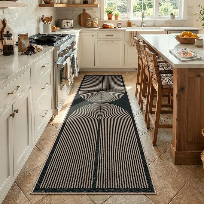 Lahome Enfys Modern Rainbow Kitchen Runner Rug, 2x8 Easy Jute Rug Runners for Hallways Entry Farmhouse Indoor Outdoor Carpet, Contemporary Washable Non Slip Runner for Laundry Room Porch