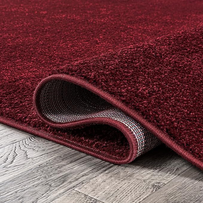 JONATHAN Y Haze Solid Low-Pile Dark Red 6' Round Indoor Area Rug, Coastal,Bohemian,Minimalist,Classic, Easy-Cleaning for Living Room,Bedroom,Kitchen,Pet Friendly,Non-Shedding (SEU100Q-6R)
