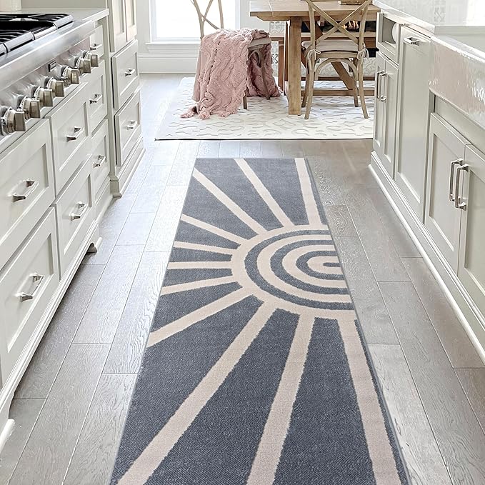JONATHAN Y Sun Two-Tone High-Low Runner Rug 2X8 Blue/White, Aelius MidCentury Scandinavian Abstract for Living Room, Bedroom, Kitchen, Easy-Cleaning, Pet-Friendly, Non-Shedding SND101C-28