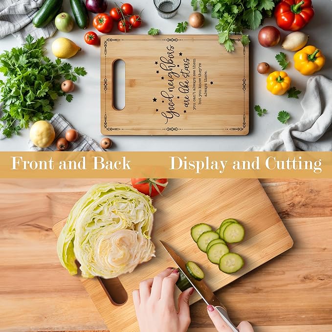 Neighbor Gifts Cutting Board, Best Neighbor Gifts, Gifts for Neighbors, Decorative Bamboo Cutting Boards for Kitchen