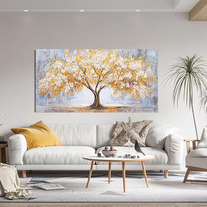 TAIJXAGSG Large Canvas Wall Art Decor Golden Tree of Life Wall Art Decor Bedroom Office Decor Modern Botanical Wall Art Prints Art Work For Wall Decor 24"X48"Tree Wall Art Pictures For Living Room
