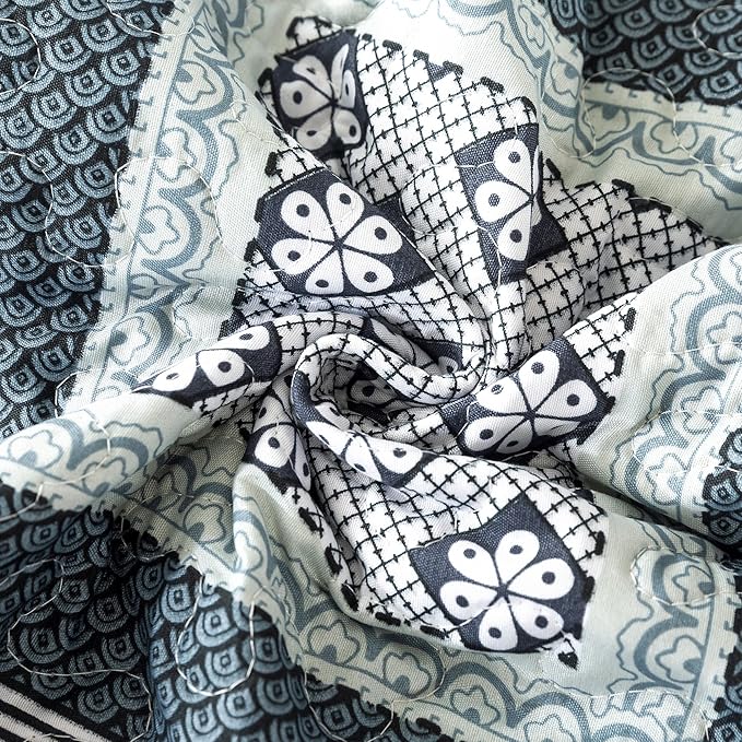 HoneiLife Queen Quilt Bedding Set - 3 Pieces Microfiber Quilt Sets Lightweight Bedspreads Reversible Coverlets Rustic Bed Cover Floral Bedding Set All Season Quilts-Grey
