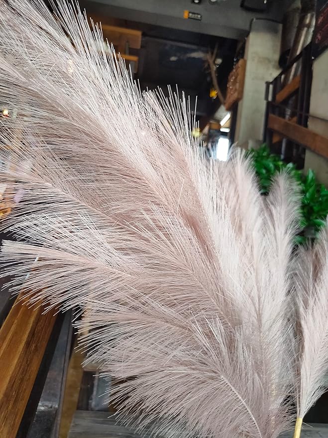 Premium Faux Pampas Grass Decor Tall & Fluffy, No Assembly Needed Long Pampas, Luxury Large Floral, Elegant Feather Flowers for Wedding Decorations (Faux Khaki, 8pcs 43.3"(110cm))