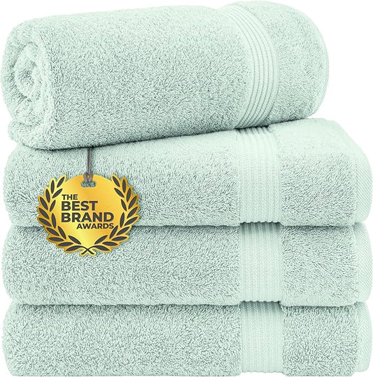 Cotton Paradise 100% Cotton Turkish Towel Set, Soft Absorbent Quick Dry, 4 Piece Bath Towel Set, Mint Green